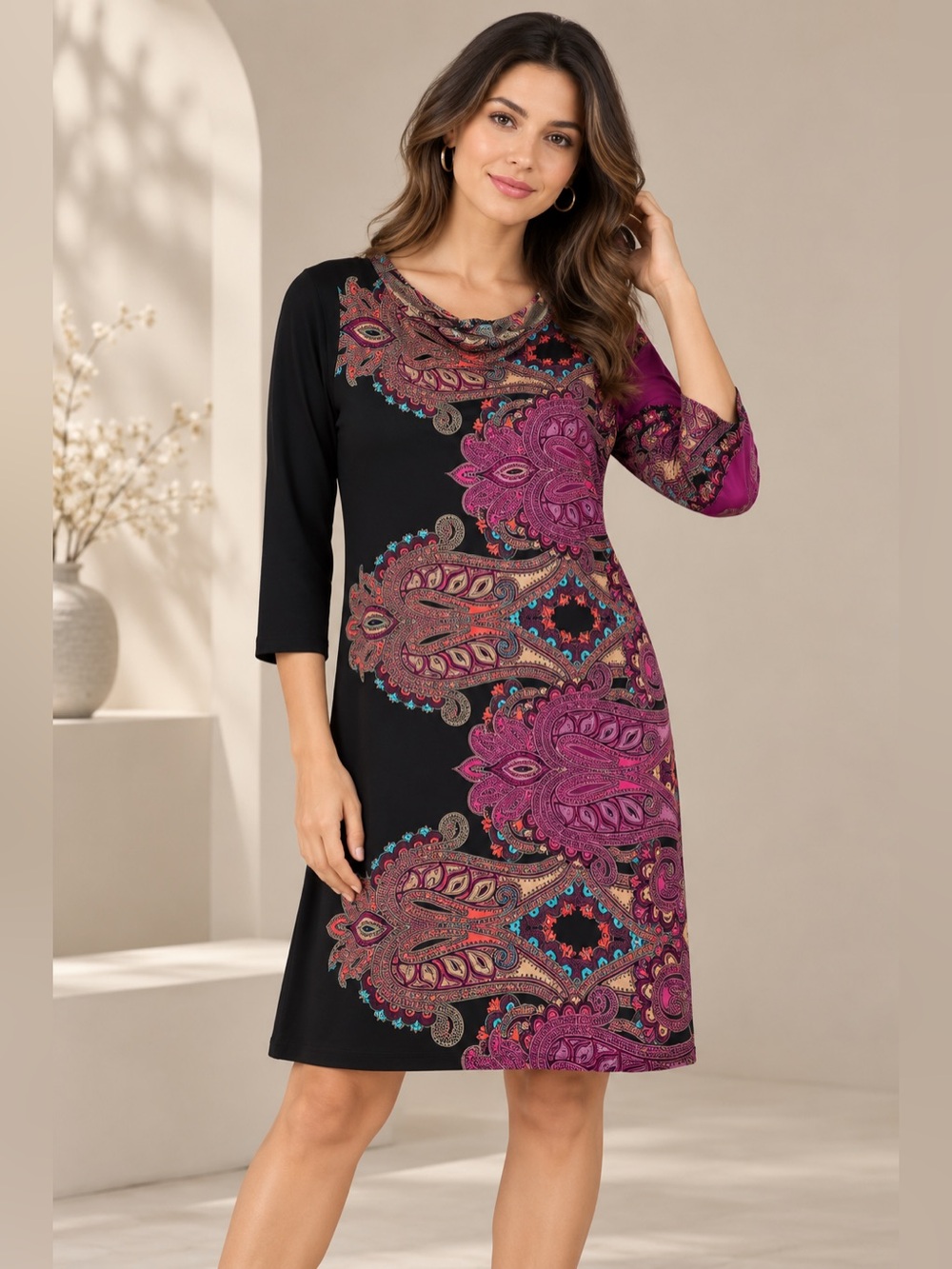 Tiana B. Paisley Knee Length Dress Size Small Made in USA